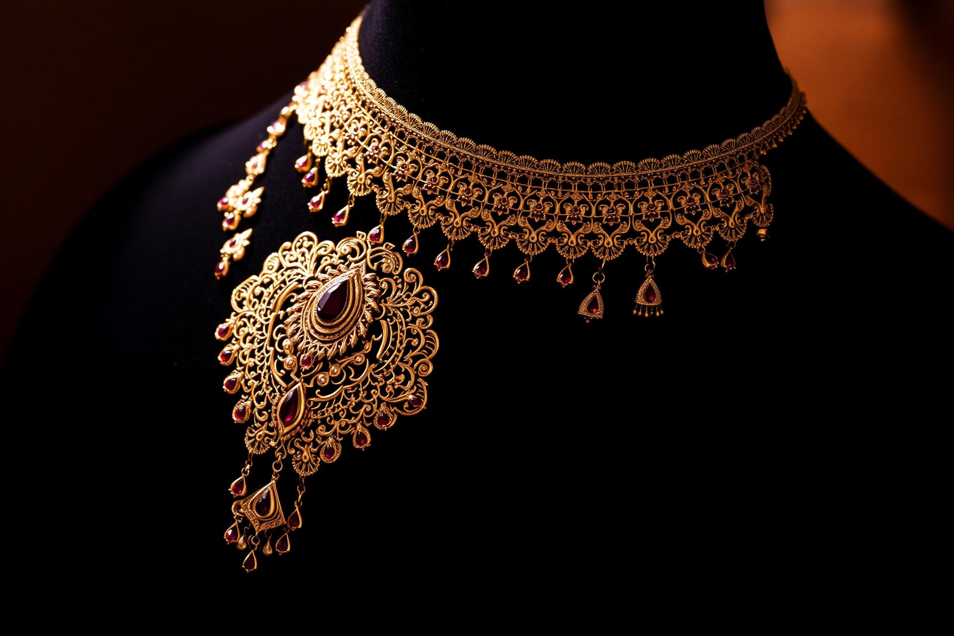 Ornate gold bridal necklace